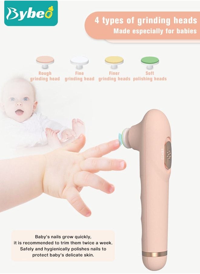 Bybeo Baby Electric Nail Clipper Safe File with 4 Grinding Pads Trim Silent Polish Grooming Kit for Newborn Infant Toddler or Adults Toes Fingernails Care  - Image 2