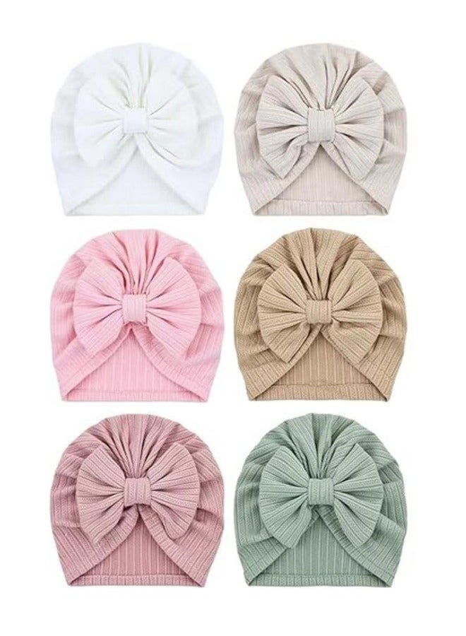 Joyelink 6 Pack Soft Turban Hats Beanies Bonnets For Baby Girls Newborns Infants Toddlers - Image 1