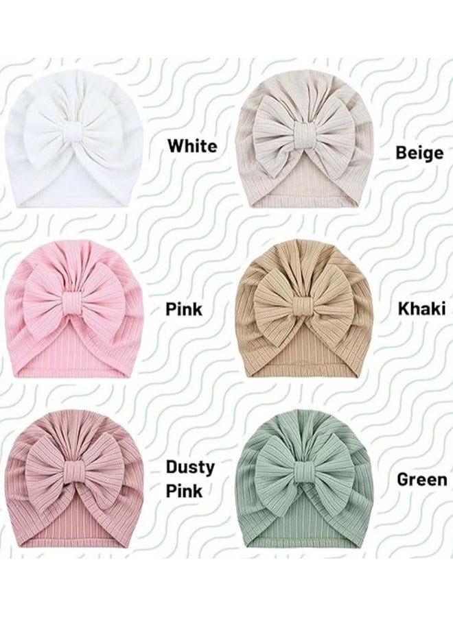 Joyelink 6 Pack Soft Turban Hats Beanies Bonnets For Baby Girls Newborns Infants Toddlers - Image 2