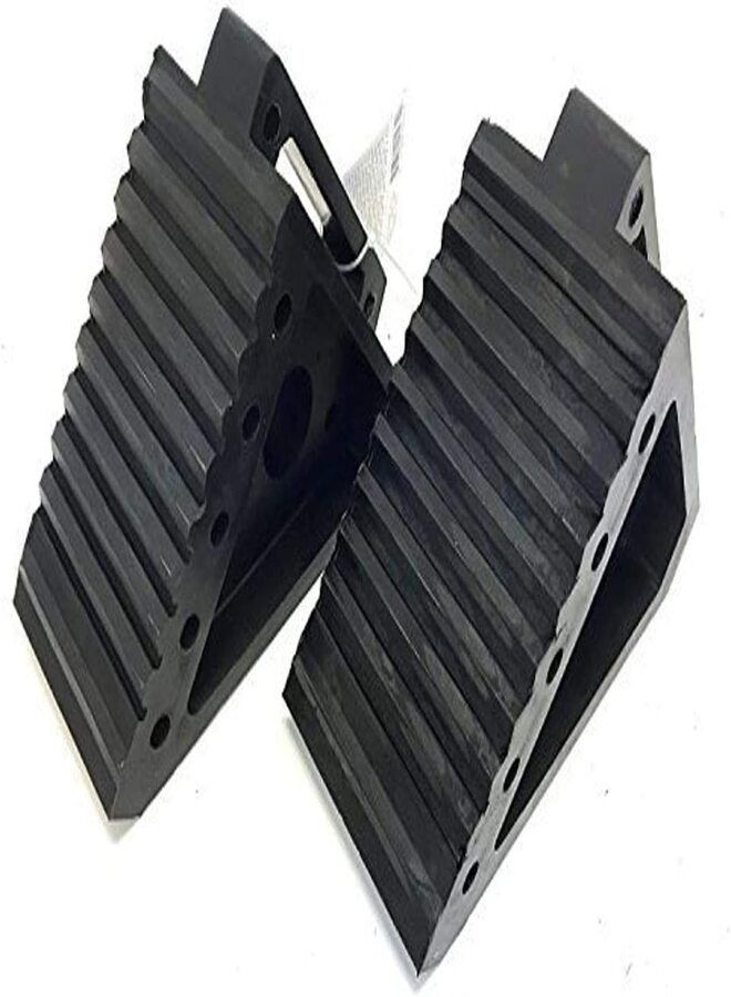 Wheel Chocks, 2 Pack Heavy Duty Wheel Chock Wheel Stoppers with Non-Slip Base for RV & Trailer - Image 1
