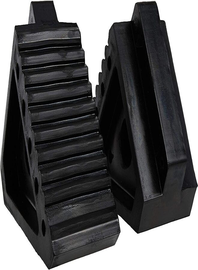 Wheel Chocks, 2 Pack Heavy Duty Wheel Chock Wheel Stoppers with Non-Slip Base for RV & Trailer - Image 3