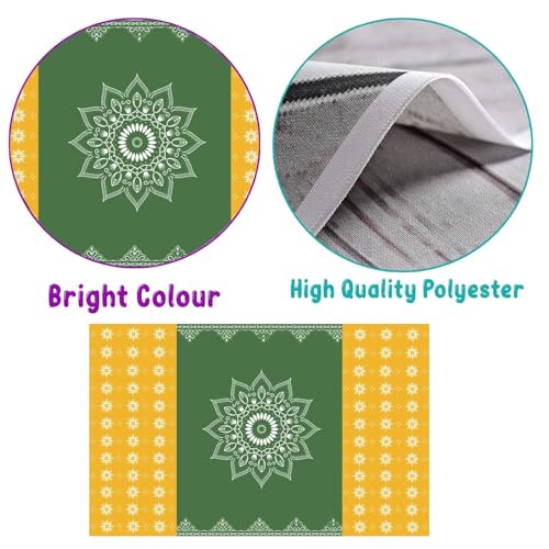 NK Textiles Green Mandala Art Backdrop Cloth for Pooja Decoration Traditional, Background Decoration Cloth for Pooja Background, Curtain Cloth for Festival Fabric (Size-5x8 ft) (Printed) - Image 3