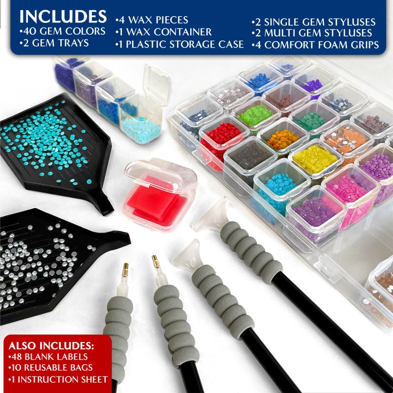 ArtSkills Diamond Painting Kit, Diamond Art Ready to Hang Framed Canvas with Storage and Accessory Kit, Enchanted Butterflies, 3 Stretched Canvas Panels, 14â€ x 7â€ Each - Image 3