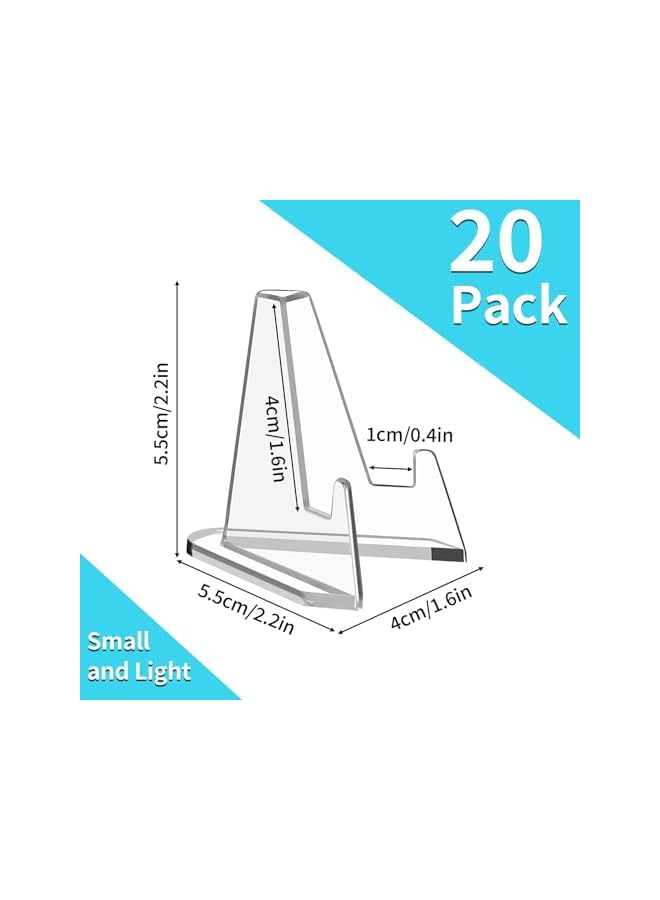 The Bros Card Display Stand, 20 Pack Small Easel Stand, Acrylic Picture Holder Stands, for Challenge Coin Graded Card Sports Card Trading Card PSA Card Baseball Card (2.13 inch Tall) - Image 3