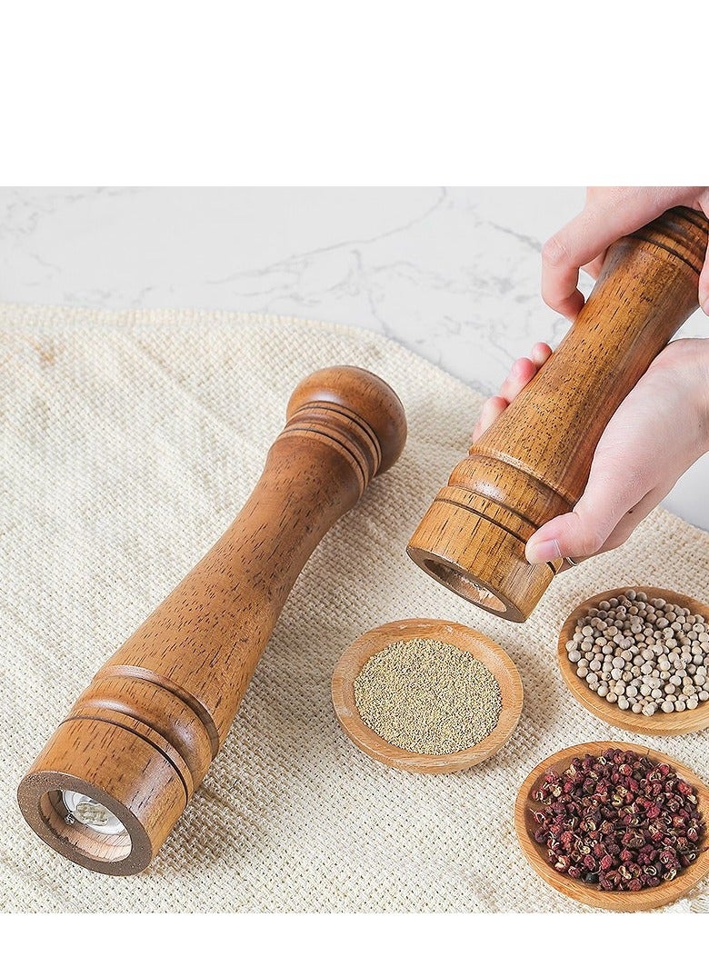 Morlife Rubberwood Manual Mill Salt Pepper Grinder Kitchen Restaurant Grinding Tool Spice Mill Ceramic Rotor Cruet Kitchen Tool 8-Inch 22.5*5.5CM 204G - Image 2