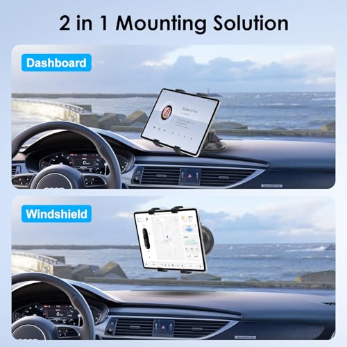 Linkstyle Car Tablet Holder, Suction Cup iPad Holder Dashboard Windshield Car Mount for 7-10.5in Tablets - Image 2