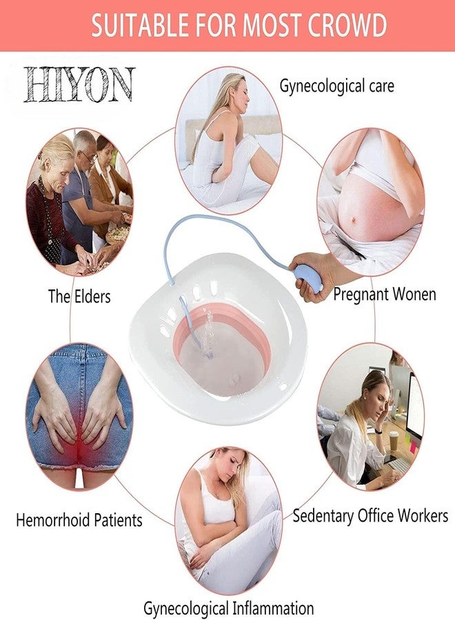 HIYON حوض استحمام قابل للطي لعلاج البواسير في المرحاض والعناية بعد الولادة، مقعد حمام بخار مهبلي للنساء الحوامل، وعاء بيديه - Image 4