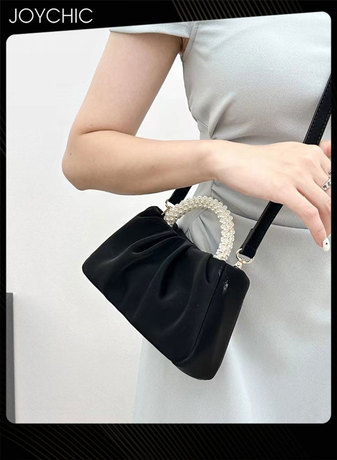 Joychic حقيبة مسائية للنساء حقيبة يد لؤلؤ جلد ناعم حقيبة مجمعة حقيبة زفاف للتسوق الحفلات التخرج حقائب كتف - Image 3
