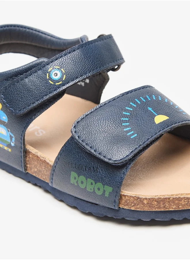 JUNIORS Boys Printed Sandals With Hook And Loop Closure
