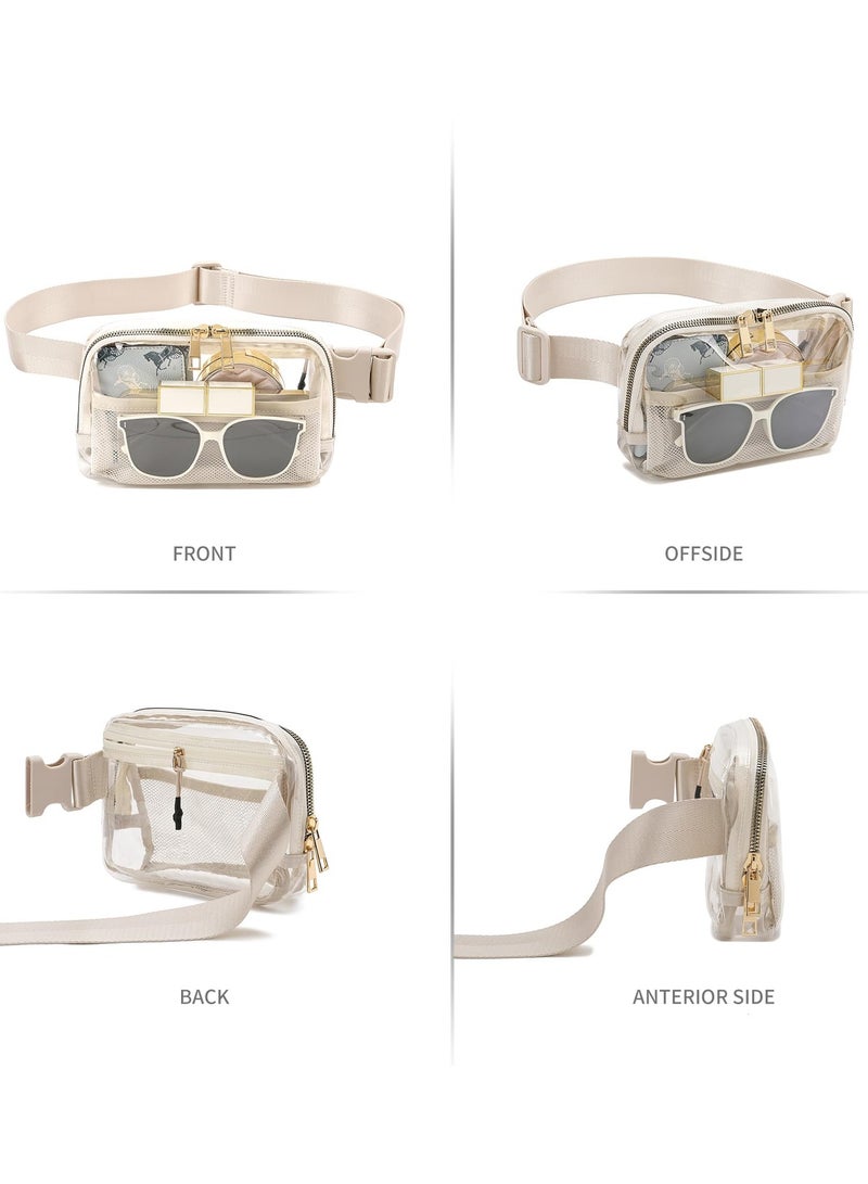 Zikra Clear Pack Belt Bag Stadium Approved for Women Men, with Adjustable Strap Water-resistant Waist bag Clear Purse, for Travel Workout Running Hiking, Beige, Fashion - Image 4