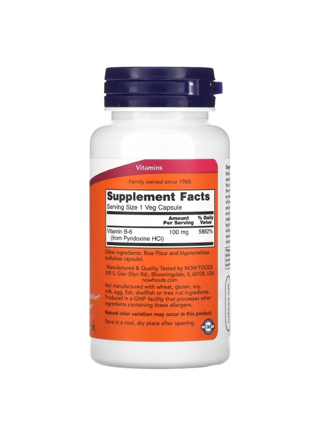 ناو فيتامين ب 6 ، 100 ملجم ، 100 كبسولة نباتية - Image 2