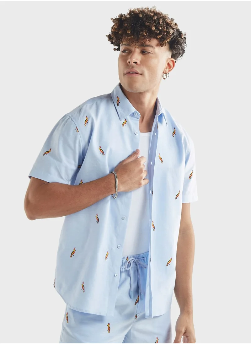 فاف Bird Print Relaxed Fit Shirt