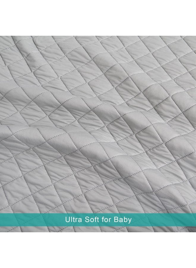 Biloban Toddler Blanket for Daycare, Baby Crib Nap Blankets Comforter, Quilted Kids Cot Bed Blanket 39"x47", Soft Throw Blanket for Kids, Lightweight Grey Swaddle Blanket Boys & Girls - Image 3