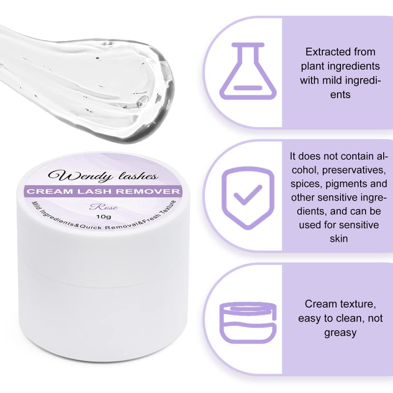WENDY LASHES Lash Remover For Lash extensions/Lash Clusters Cream Lash Glue Remover 10g Effectively| Low Irritation for Sensitive Skin Lash Extension Remover Easy Removal of Indicidual Lashes Glue Remover(Rose) - Image 3