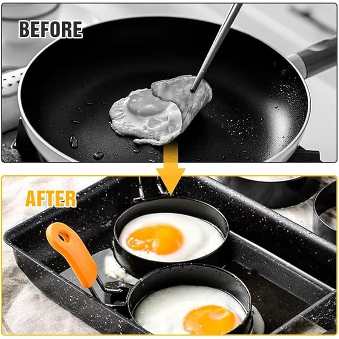 كاست ويف طقم حلقات البيض من علبة من الفولاذ المقاوم للصدأ وحلقات طبخ دائرية للبيض وفطائر إنجليزية وفطائر وسندويشات - Image 4