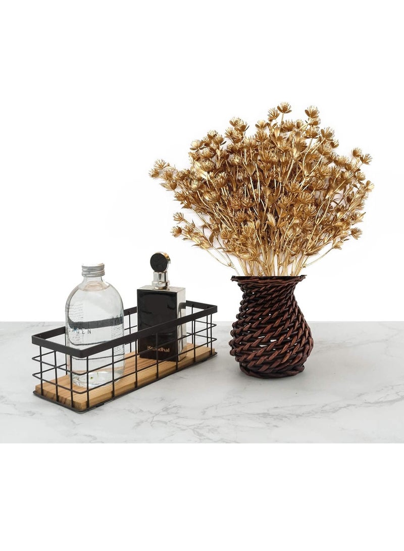 4 Pack Gold Fake Plants, Artificial Flowers Decoration for Golden Leaves Grass Plastic Faux DIY Crafts Indoor Outdoor Home Garden Party Room Bedroom Wedding Table Centerpiece Decor - Image 4