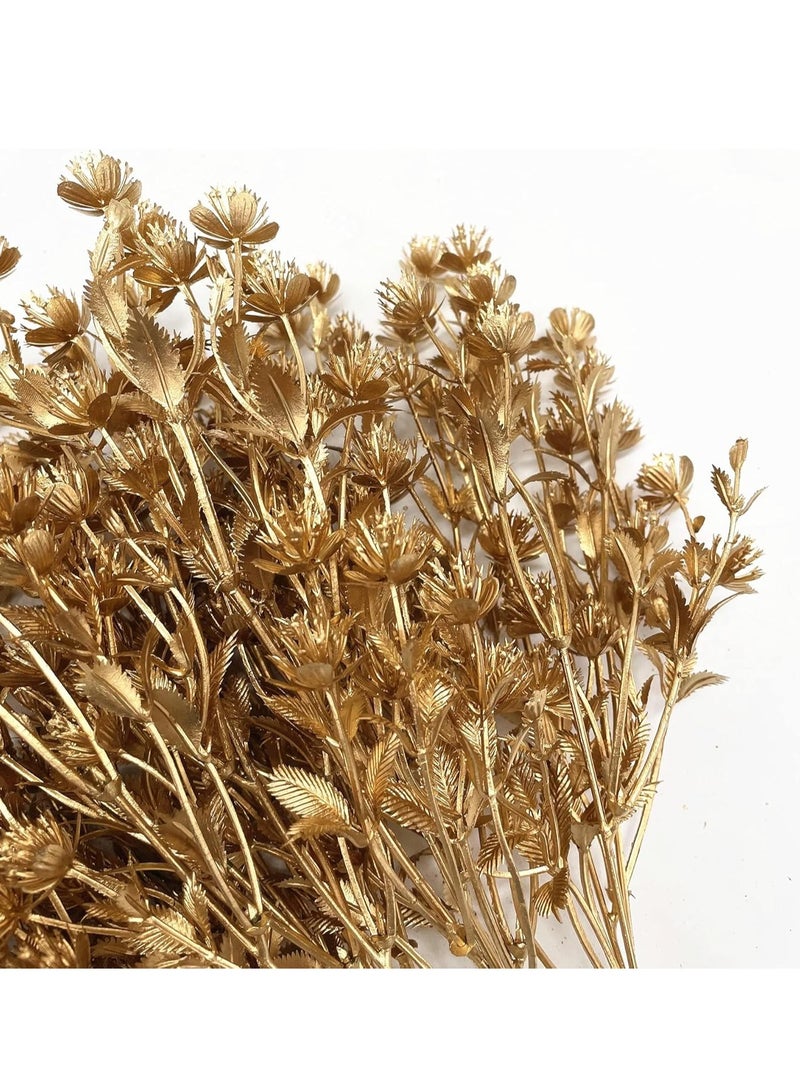 4 Pack Gold Fake Plants, Artificial Flowers Decoration for Golden Leaves Grass Plastic Faux DIY Crafts Indoor Outdoor Home Garden Party Room Bedroom Wedding Table Centerpiece Decor - Image 2