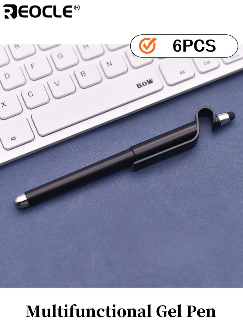 ريوكل 6 قطع متعدد الوظائف جل القلم مع حامل الهاتف المحمول الكتابة السلسة وظيفة القلم بالسعة قلم هدية قبضة مريحة دائم محمول خفيف الوزن تصميم أنيق مناسب للكتابة اليومية شاشة تعمل باللمس دعم الهاتف مثالي للمكتب المدرسي هدايا السفر المنزلية للطلاب والزملاء والأصدقاء - Image 1