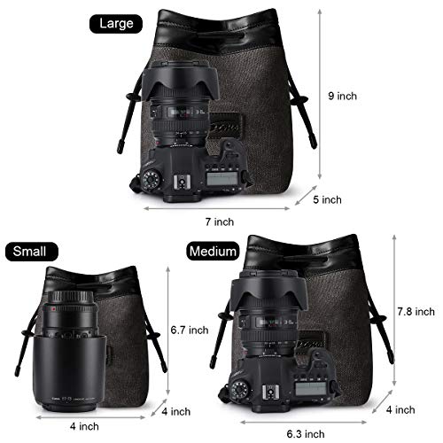S-ZONE Soft Camera Bag DSLR Insert Handbag Drawstring Lens Case Compatible with Canon Nikon Sony - Image 4