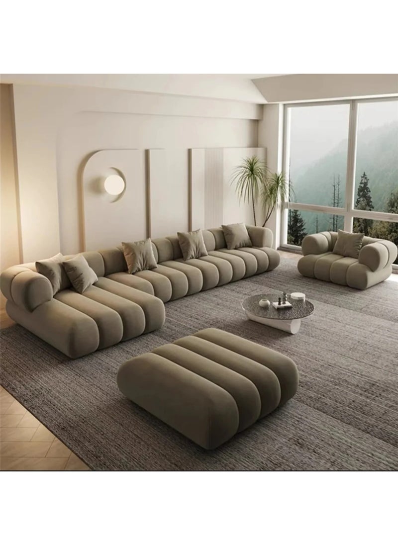 KARNAK Karnak Paris Fleece Fabric Overstuffed Multifunction L-shaped Sofa Chair Set - GREY (360cm)  - Image 4