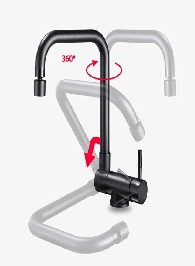 Weirun Folding 360 Degree Rotation Single Handle Basin Sink Faucet Mixer Tap for Kitchen Bathroom Home Caravan Yacht Boat Camping RV, Matte Black - Image 2