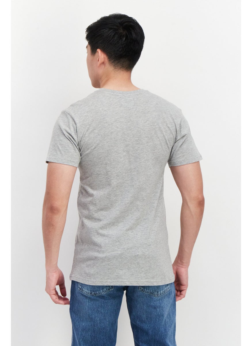 Project Essentials - Men Crew Neck Short Sleeves Printed T-Shirt, Grey - Image 1