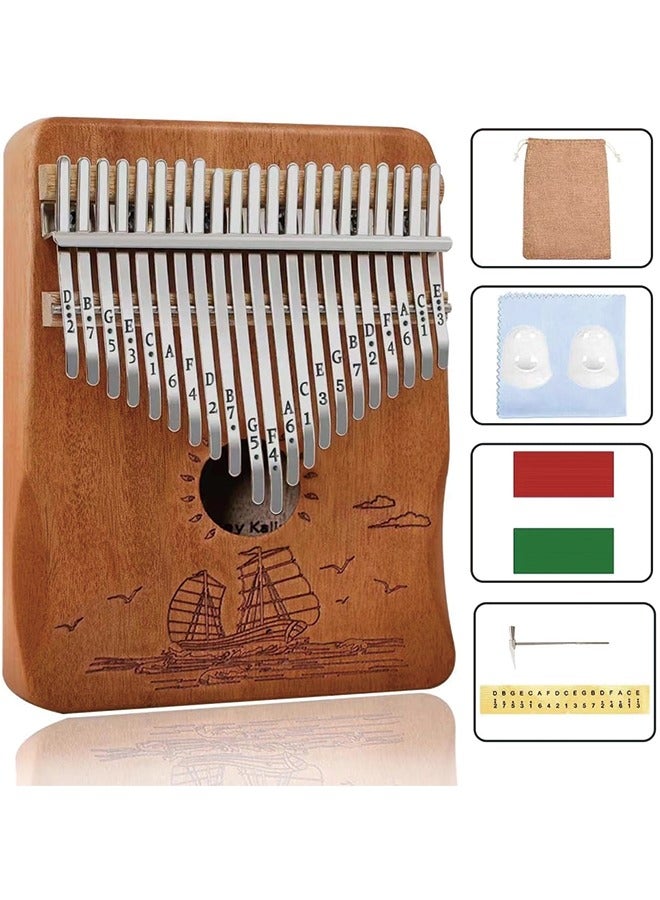 Generic Finger Piano Kalimba 21 Keys, Calimba, Kalimba 21 Key with Tuning Hammer and Instructions, Sail Away Thumb Piano for Adults and Beginners(Brown)  - Image 1