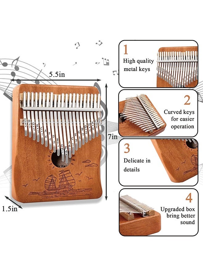 Generic Finger Piano Kalimba 21 Keys, Calimba, Kalimba 21 Key with Tuning Hammer and Instructions, Sail Away Thumb Piano for Adults and Beginners(Brown)  - Image 2