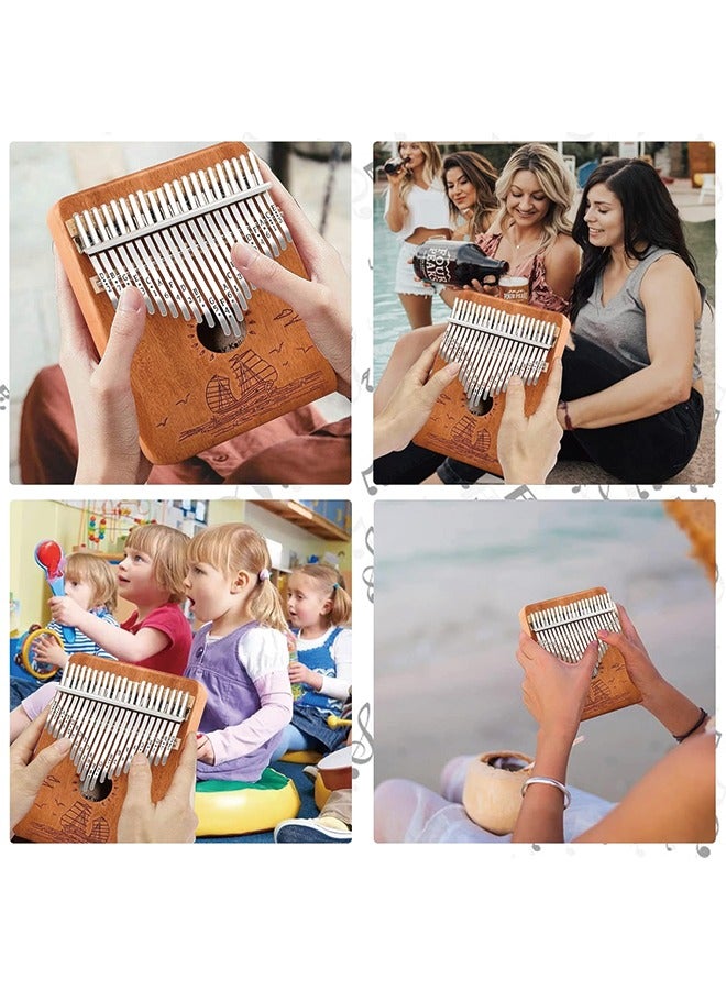 Generic Finger Piano Kalimba 21 Keys, Calimba, Kalimba 21 Key with Tuning Hammer and Instructions, Sail Away Thumb Piano for Adults and Beginners(Brown)  - Image 4