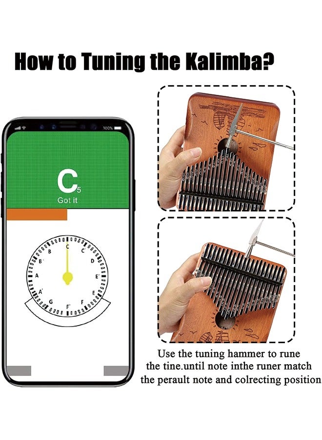 Generic Finger Piano Kalimba 21 Keys, Calimba, Kalimba 21 Key with Tuning Hammer and Instructions, Sail Away Thumb Piano for Adults and Beginners(Brown)  - Image 3