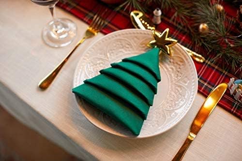 Koffota Green Cloth Napkins Set of 12 100 Cotton Christmas Table Decorations for TableWashable Thick Durable for ChristmasEveryday useParties Restaurants 18x18inchHunter Green - Image 5