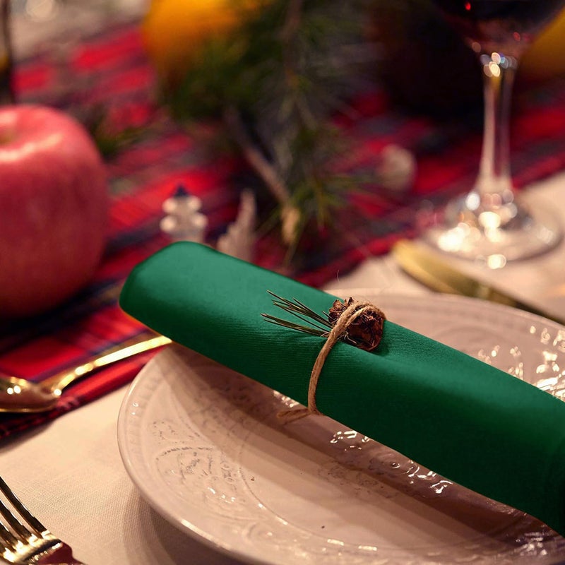 Koffota Green Cloth Napkins Set of 12 100 Cotton Christmas Table Decorations for TableWashable Thick Durable for ChristmasEveryday useParties Restaurants 18x18inchHunter Green - Image 4