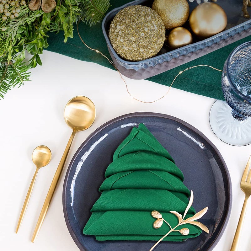 Koffota Green Cloth Napkins Set of 12 100 Cotton Christmas Table Decorations for TableWashable Thick Durable for ChristmasEveryday useParties Restaurants 18x18inchHunter Green - Image 1