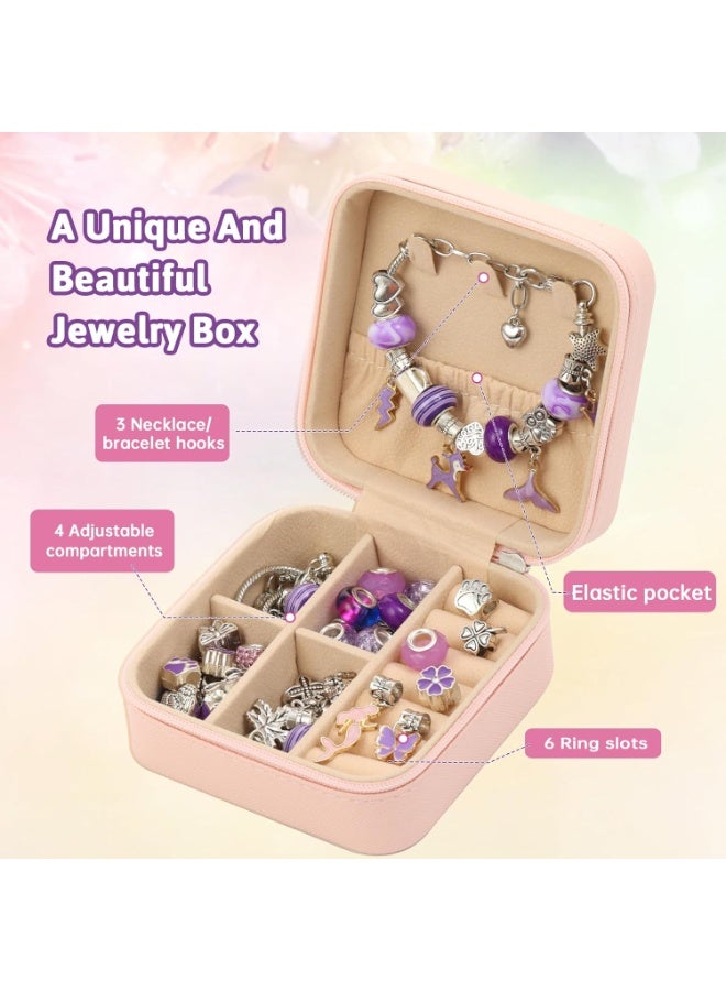Capstro 68PCS Charm Bracelet Making Kit – DIY Jewelry Beads Set with Snake Chain Bracelets, Charms & Gift Box – Perfect Birthday, Christmas, Ramadan & Eid Gifts for Girls Ages 6–12 (Purple) - Image 5
