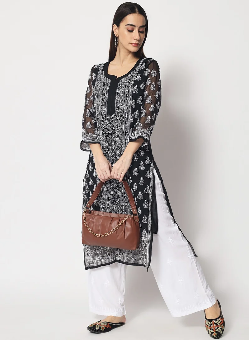 Alaya Hand Embroidered Chikankari Women White Cotton Palazzo-AL3598