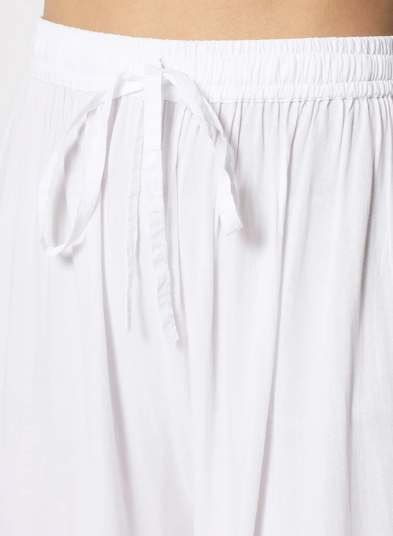 Alaya Hand Embroidered Chikankari Women White Cotton Palazzo-AL3598