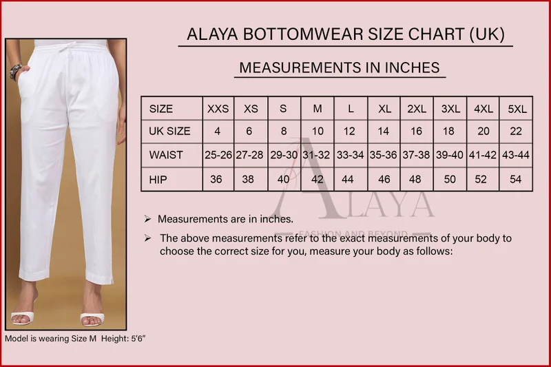 Alaya  Hand Embroidered Chikankari Women White Cotton Palazzo-AL3598 for Women | Best Price UAE
