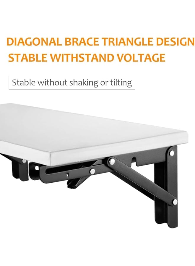 The Bros Pair Of Folding Shelf Brackets, 16 Inch Stainless Steel Brackets, Triangular Brackets, For Bench Table Bookshelf Wooden Furniture, Shelf Hinge Wall Mounted, Space Saving, Max Load: 150lb (40cm) - Image 4
