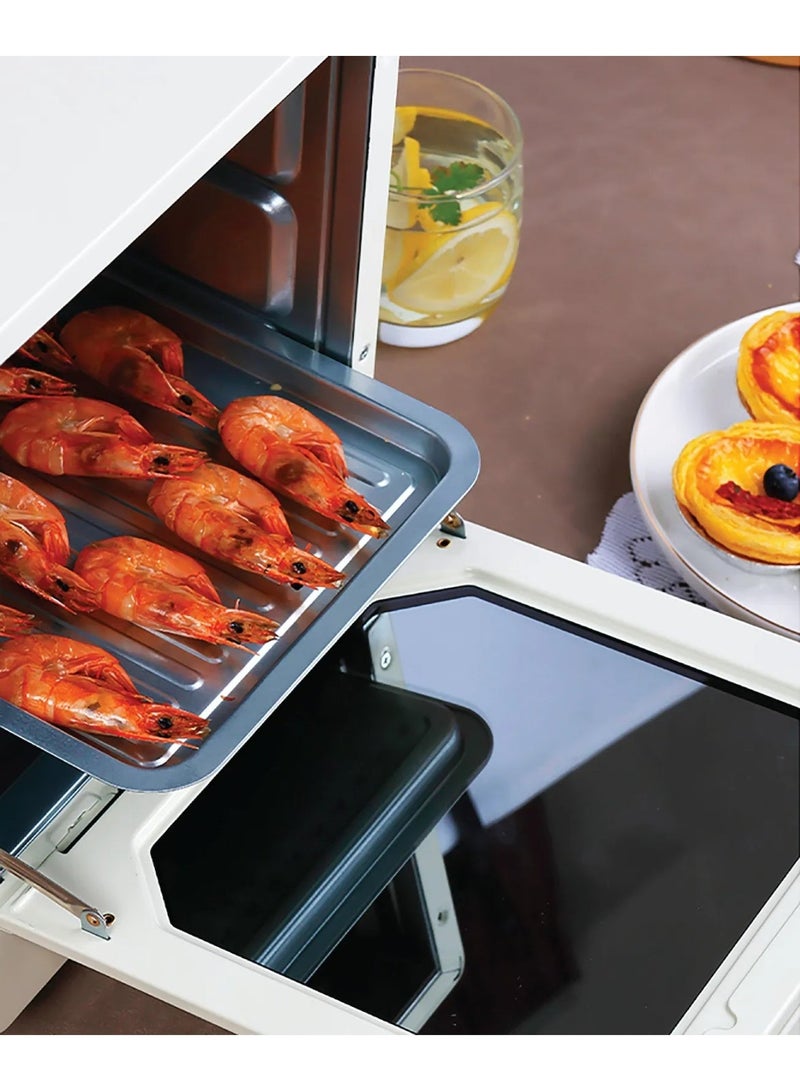 بورودو فرن ميني زجاجي حراري، أوضاع متعددة الوظائف، خبز وشوي وتحميص، إيقاف تلقائي، مثالي لإعادة التسخين، إذابة الثلج، الطهي، سعة 15 لتر، 750 واط - Image 2