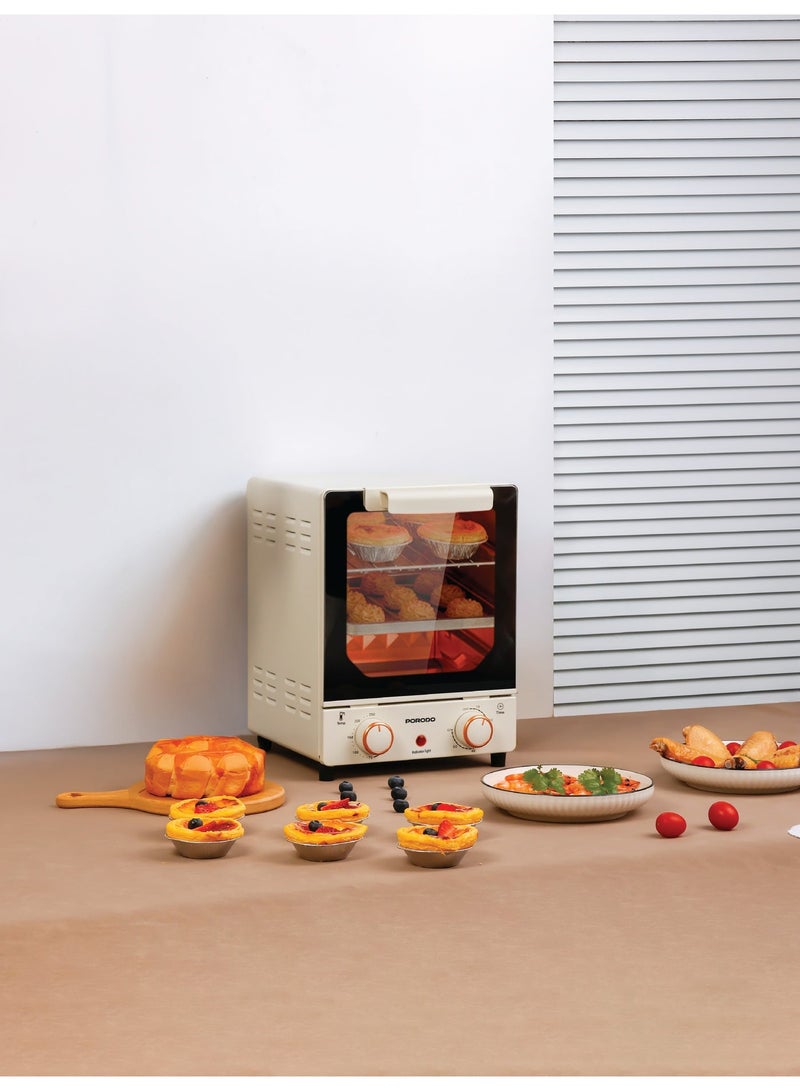porodo Temp Glass Mini Oven, Multi-Functional Modes, Bake & Grill & Toast, Auto Shut Off, Perfect for Reheating, Defrosting, Cooking 15L 750W - Image 3