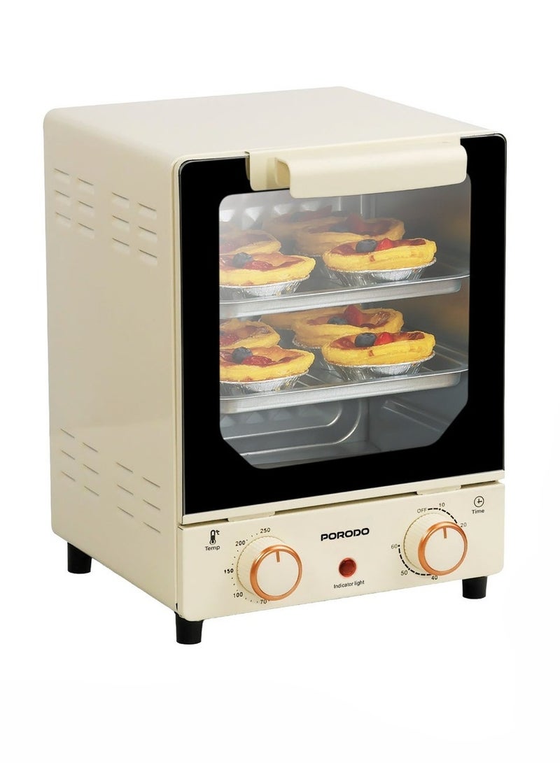 porodo Temp Glass Mini Oven, Multi-Functional Modes, Bake & Grill & Toast, Auto Shut Off, Perfect for Reheating, Defrosting, Cooking 15L 750W - Image 1