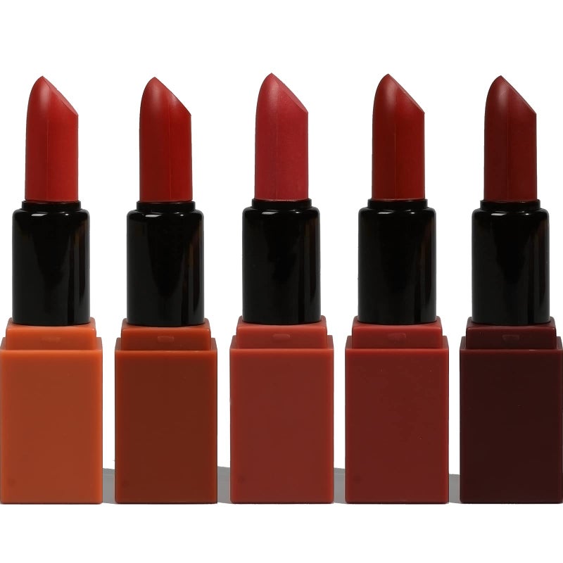 ISMINE 5PCS Matte Lipstick Makeup Set Natural Nude Lipstick Velvet Smooth Not Fade Waterproof Mini Lipstick Set SET A