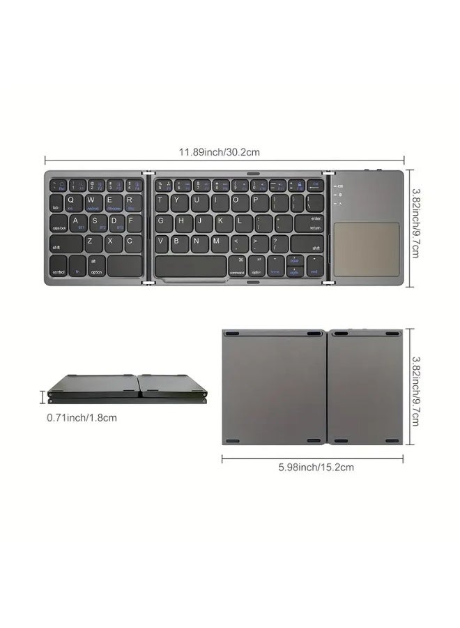 Portable Wireless Three-Fold Keyboard with Touchpad – Ultra-Thin & Multi-Device Compatible  - Image 2