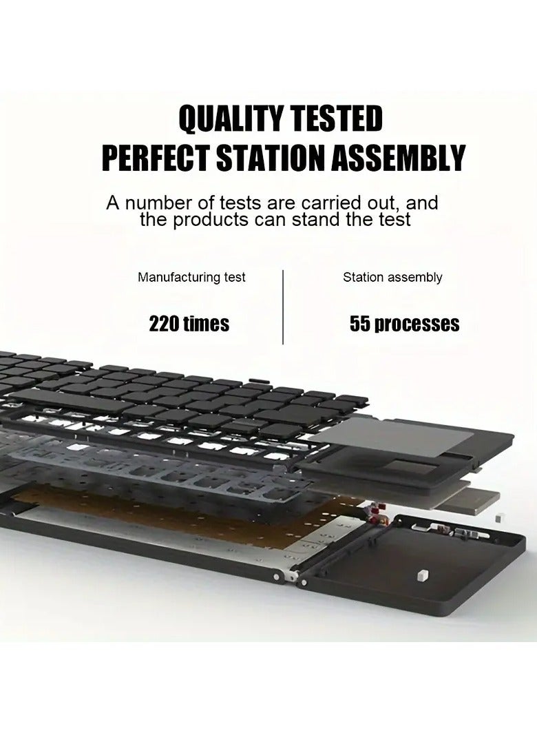 Portable Wireless Three-Fold Keyboard with Touchpad – Ultra-Thin & Multi-Device Compatible  - Image 3