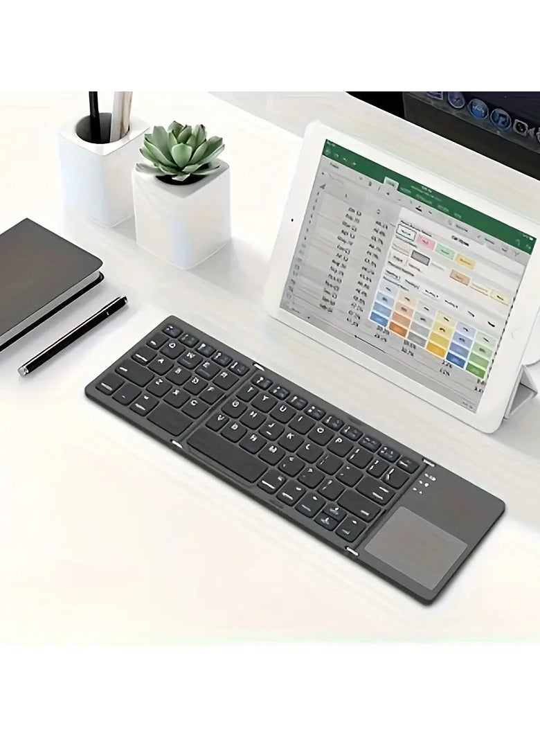 Portable Wireless Three-Fold Keyboard with Touchpad – Ultra-Thin & Multi-Device Compatible  - Image 1