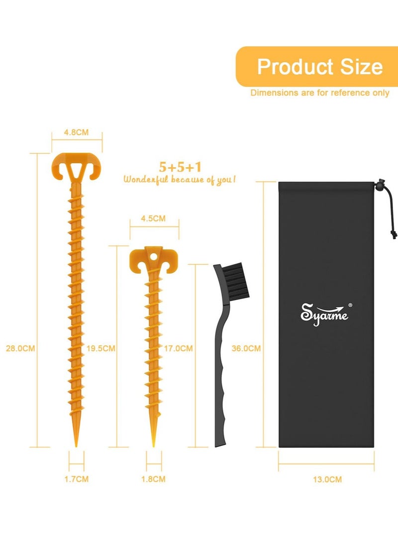 Syarme Sand Stakes Beach Ground Anchor 11"/28cm Syarme Sand Stake for Immobilizing Animals, Tents, Canopies, Beach Blankets, Etc. On Beaches and Lawns, Tent Stakes 10-Pack, Includes Brush and Bag  - Image 5