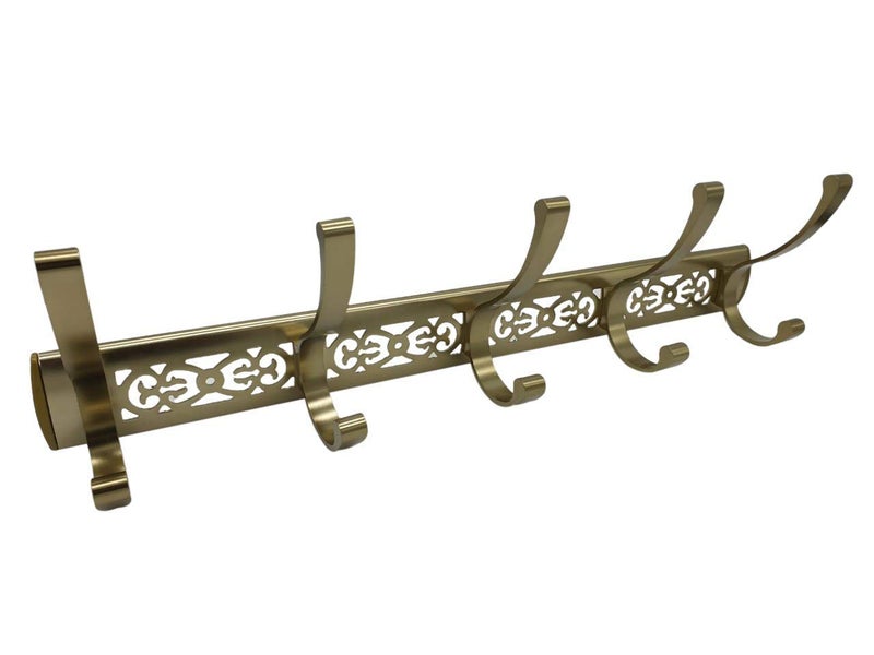 FEELING MALL 5 Hook Bathroom hangings Gold Towel Rack Clothes Hook Bathroom Accessories 2 pcs - Image 1