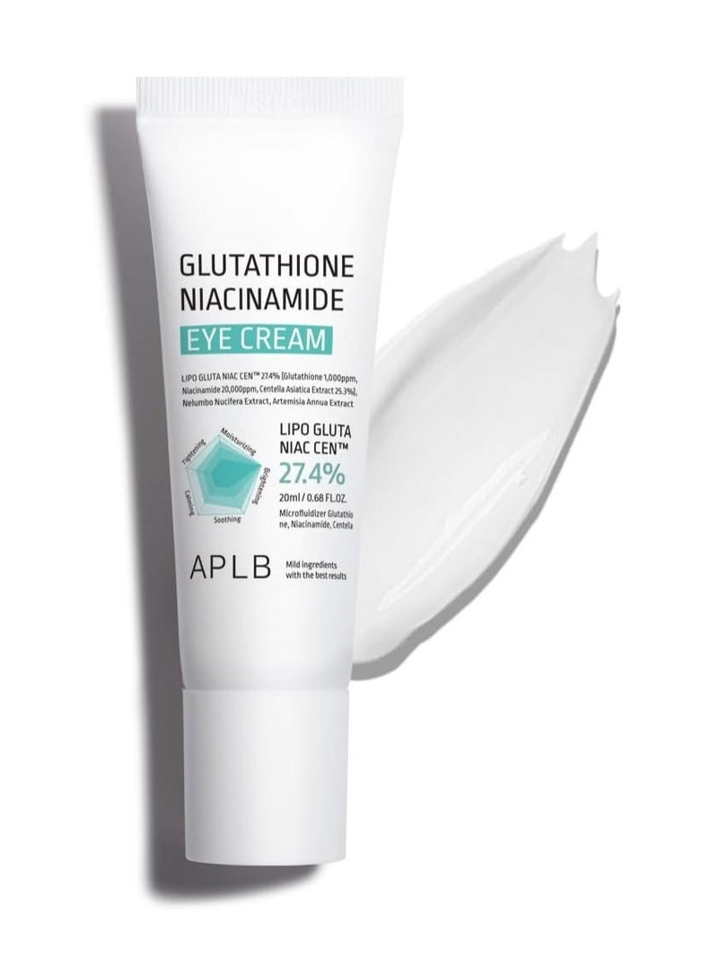 APLB Glutathione Niacinamide Eye Cream | LIPO GLUTA NIAC CEN™ 27.4% 0.68 FL.OZ/Korean Skincare, Eye cream for dark circles and puffiness, Improve elasticity & provide moisture around eye region - Image 1
