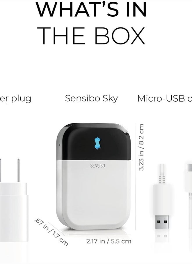 Sensibo - Sky, Smart Wireless Air Conditioner Controller. Quick & Easy DIY Installation. Maintains Comfort with Energy Efficient. Automatic Wifi Thermostat Control App. Google, Alexa and Siri Compatible - Image 1