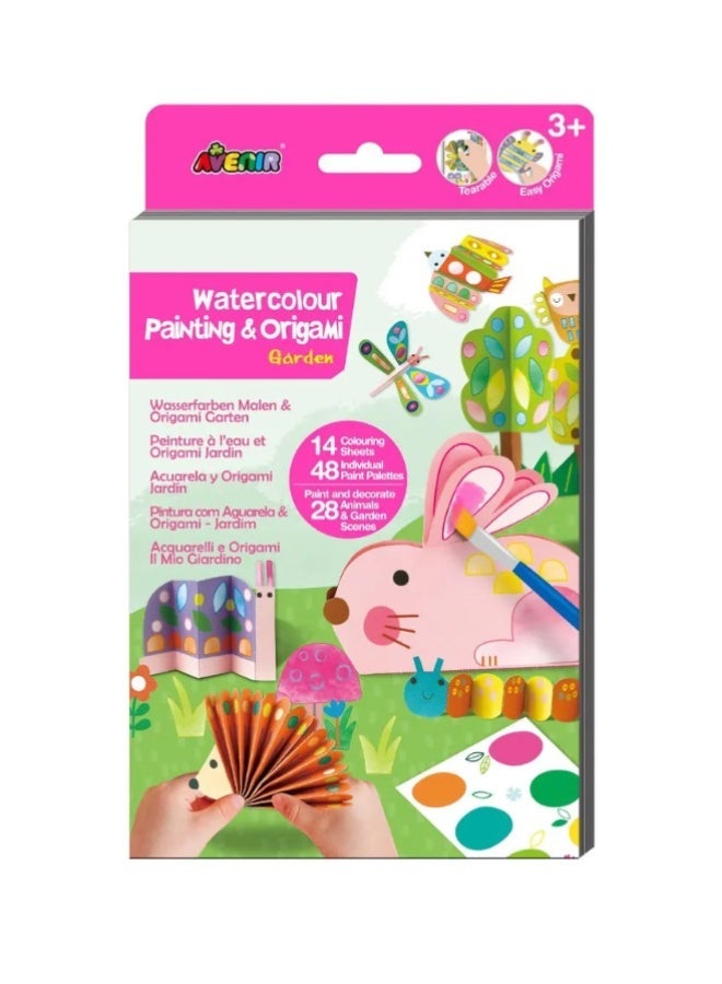 Avenir Watercolour Painting & Origami-Garden Multicolour | Encourage your child to be creative, great activity for rainy days, indoor play, travel and holidays | Ages 3+ - Image 1